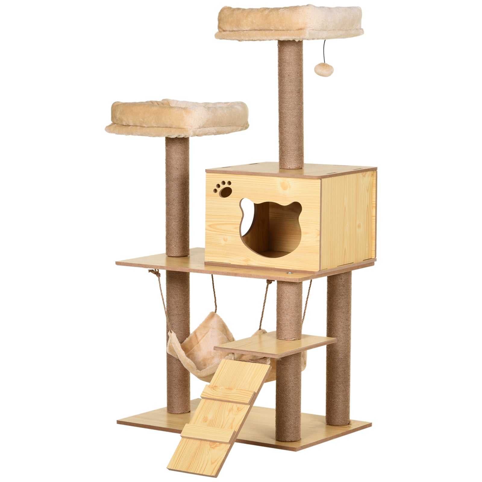 Cat Tree, 130cm Cat Tree For Indoor Cats, Multi-level Plush Cat Tower