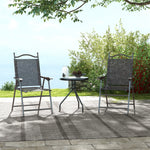 2pcs Folding Chair With Armrest, Breathable Mesh Fabric Seat | Gray