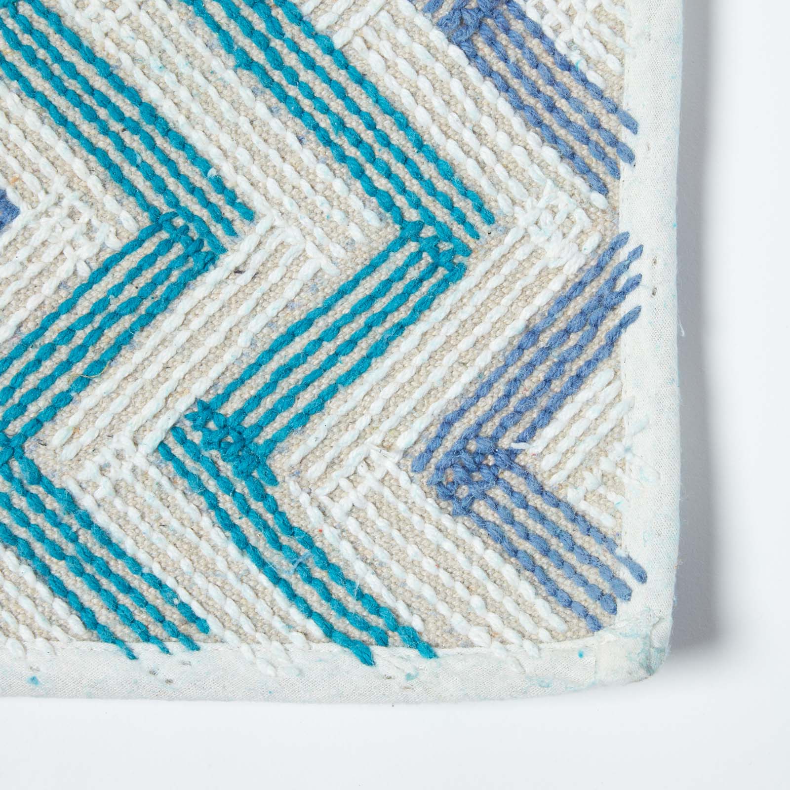 Chevron Cotton Bath Mat | 50 x 80cm | Blue & White