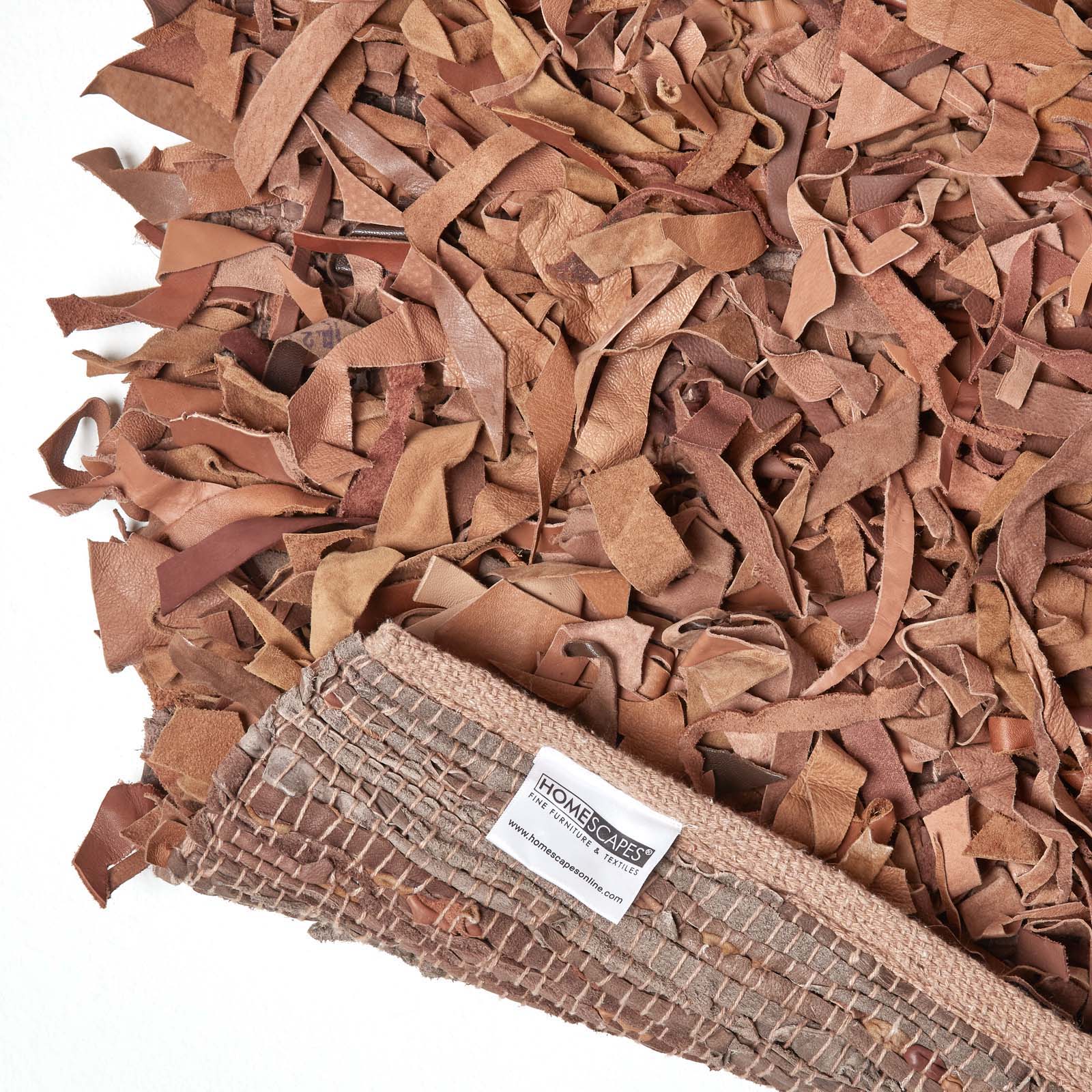 Dallas Leather Shaggy Rug | 120cm x 180cm | Brown