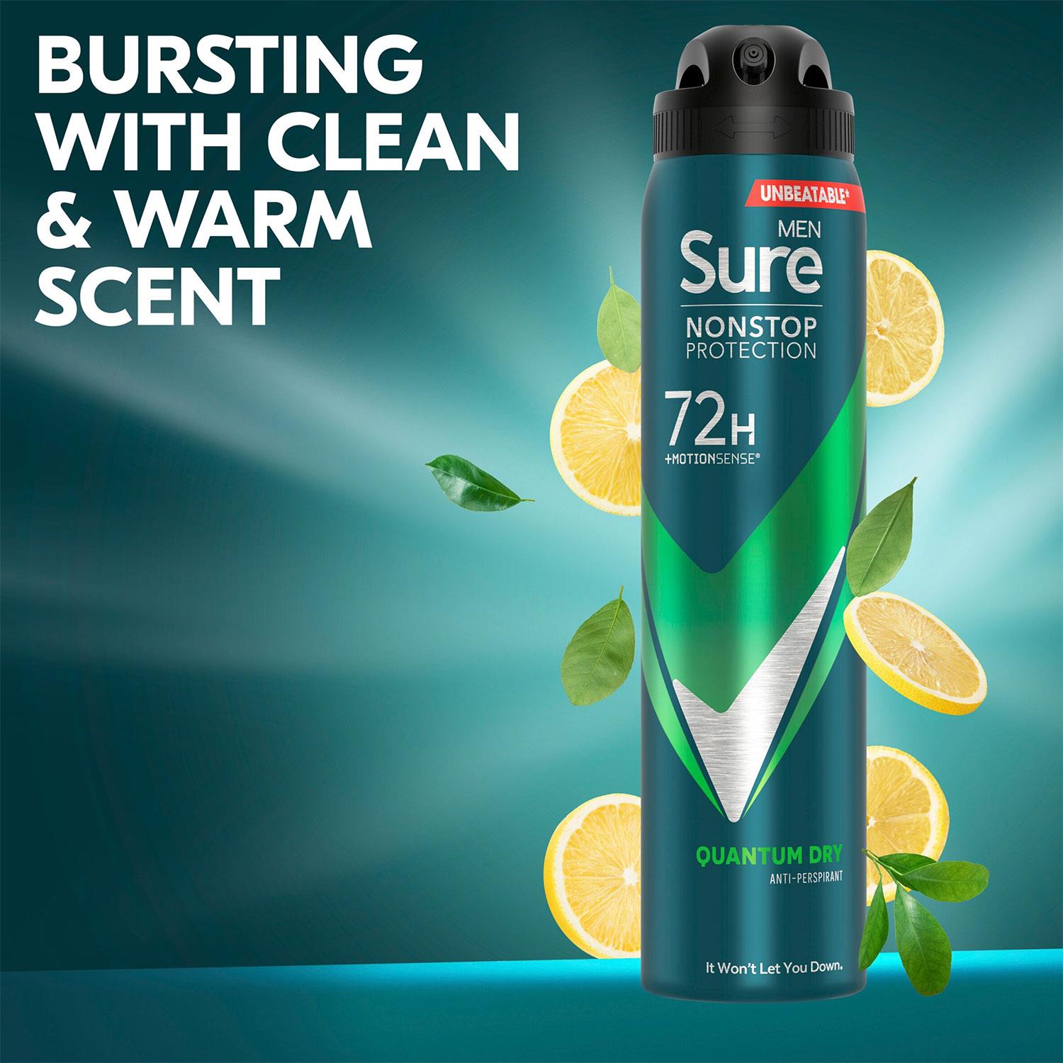 Men Anti-perspirant 72h Nonstop Protection Quantum Dry Deodorant, 250ml, 3pk | 6