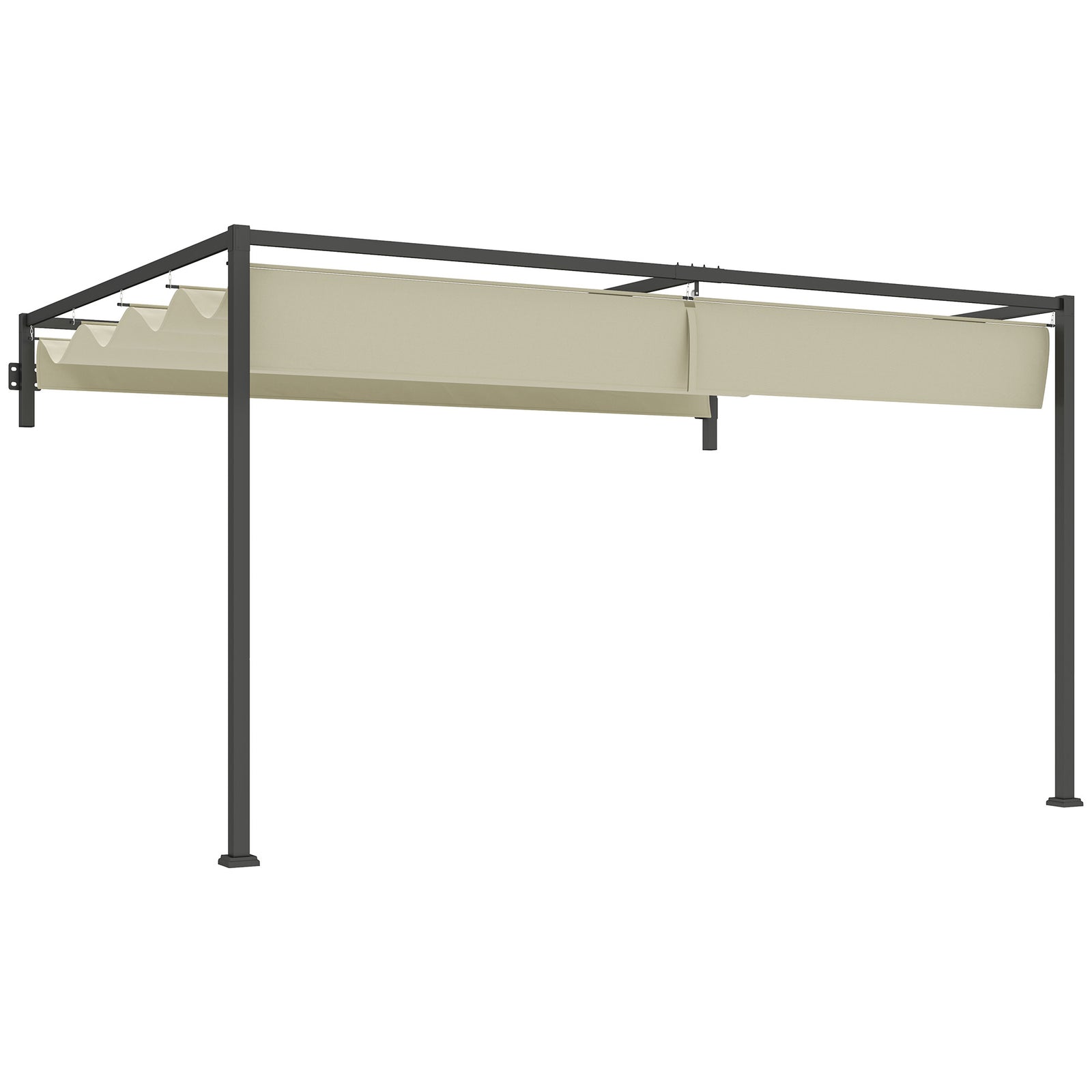 3 X 4m Wall Mounted Pergola With Retractable Roof, Khaki
