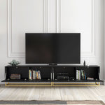 Ripple Duo Tv Unit 200cm - Fluted Design | Black