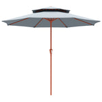 2.7 M Garden Parasol With Double Top | Light Grey