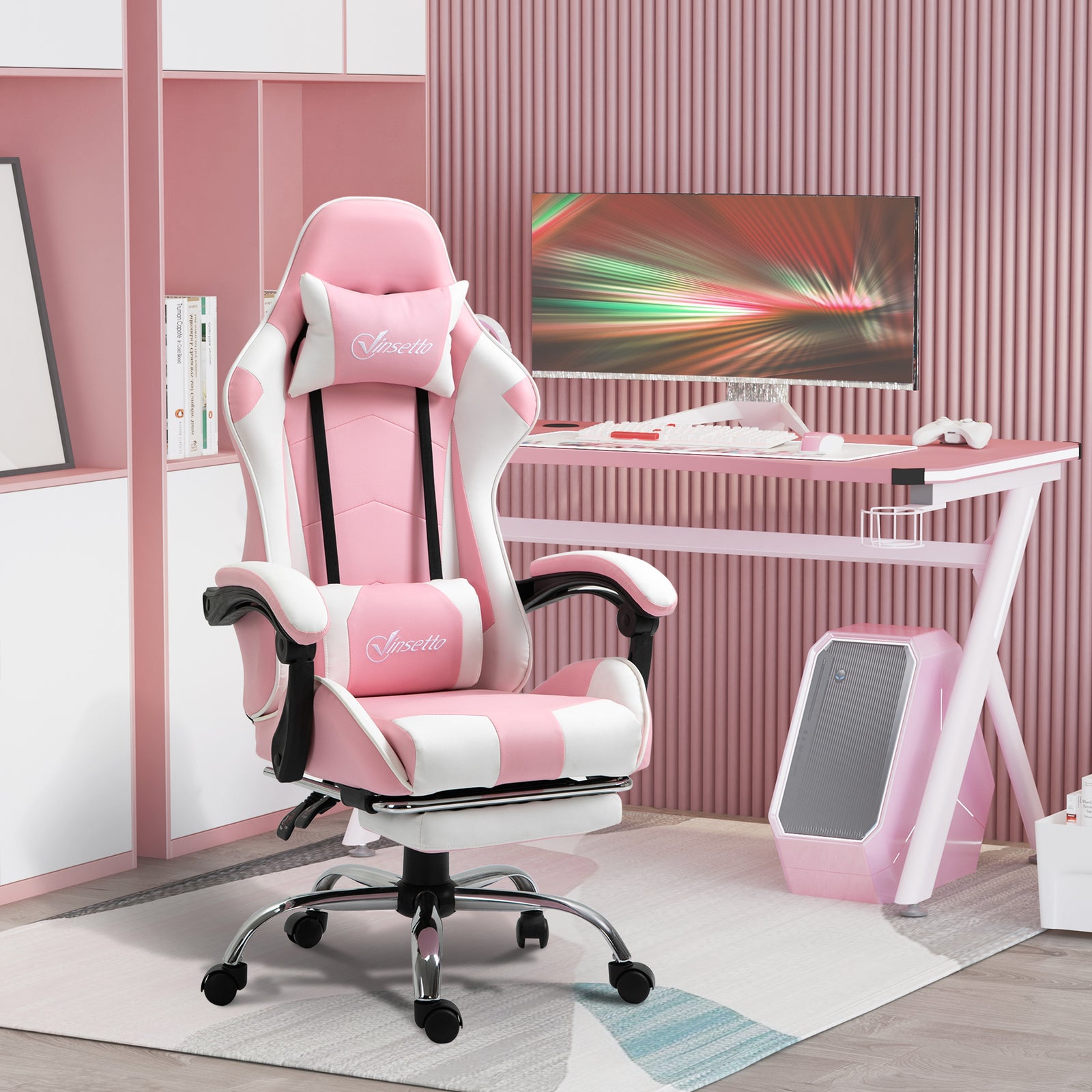 Pink Gaming Chair W/ Lumbar Support
