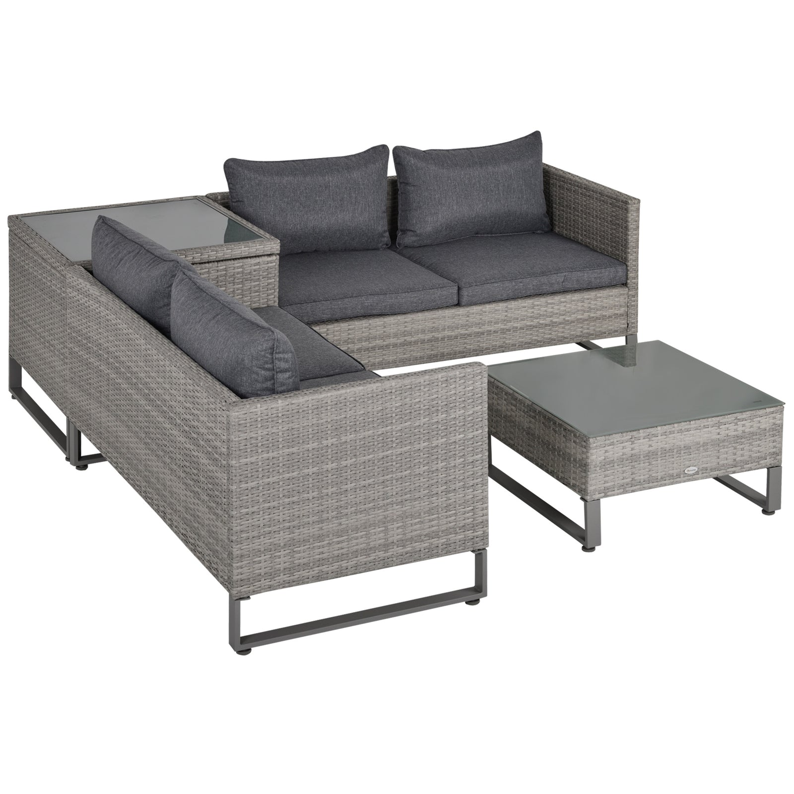 4 Pcs Rattan Sofa Set W/ Storage Box Outdoor