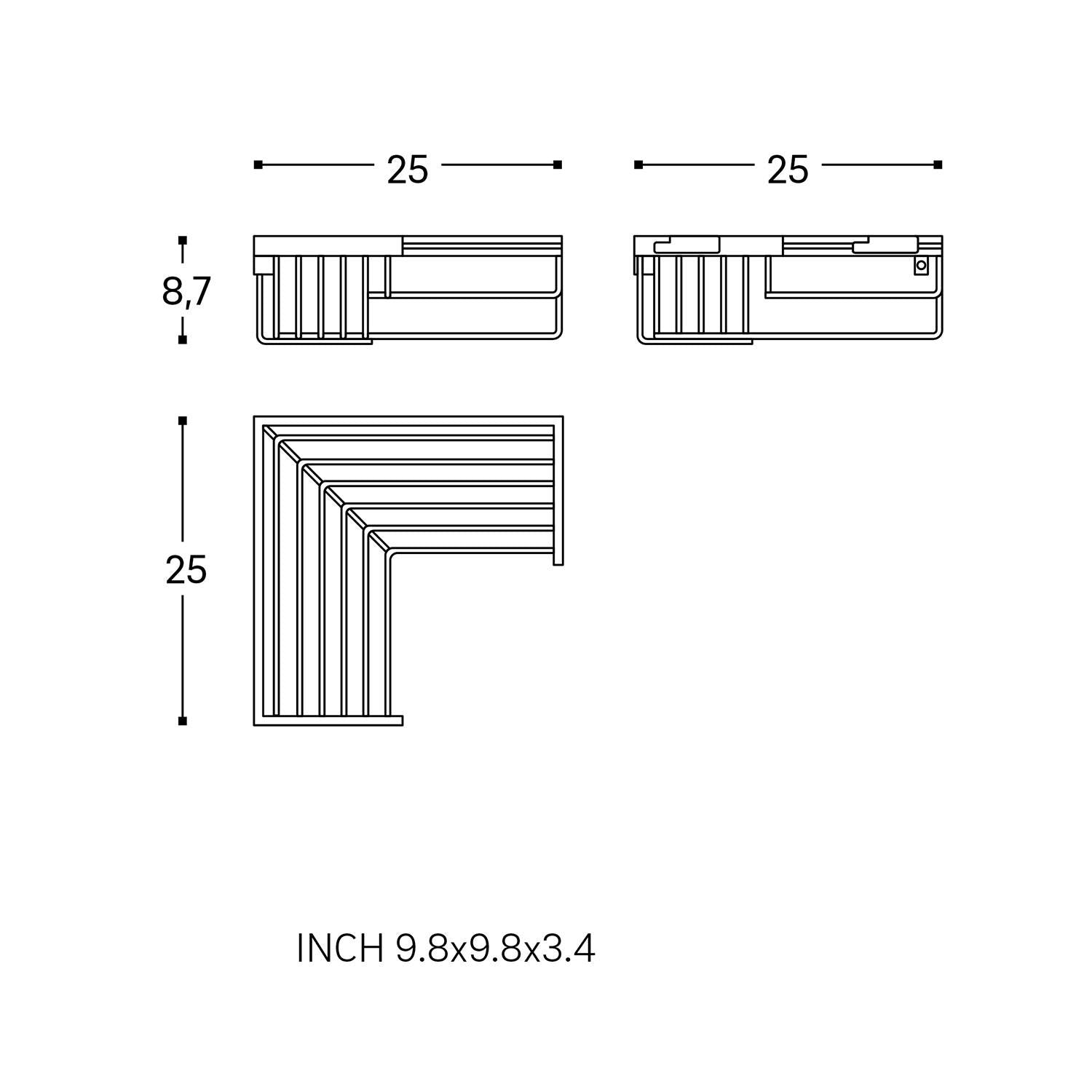 Corner Shower Caddy, 25cm, Chrome, Wall Mounted, Architect Collection
