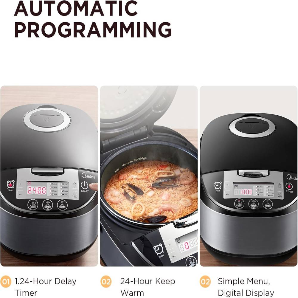 5l Multifunctional Rice Cooker – 8 Preset Programs, Led Display, Smart Heat Control, Stainless Steel & Non-stick Po
