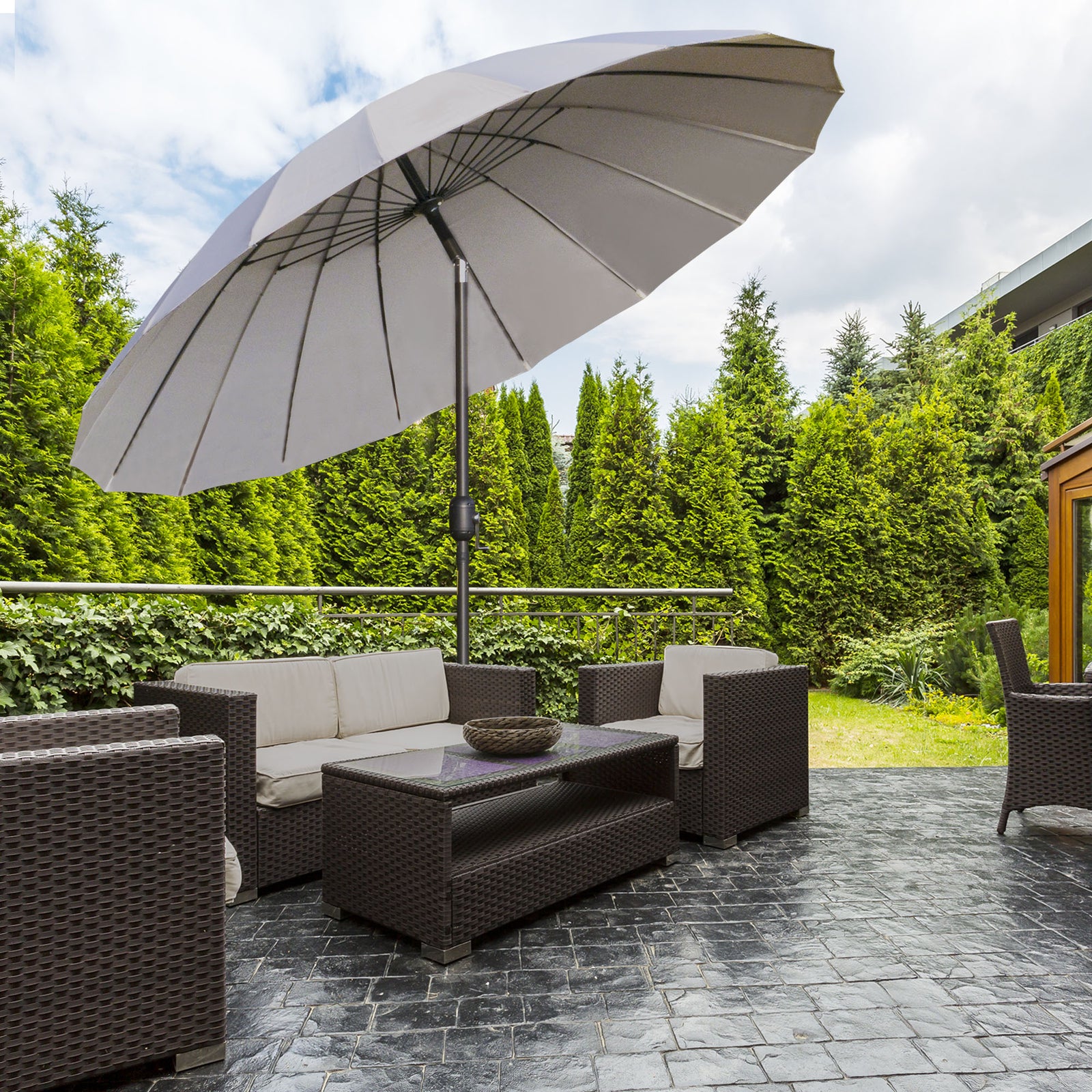 2.5m Curved Parasol With Metal Pole | Gray