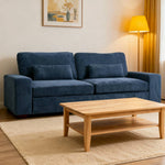2-seater Chenille Upholstered Sofa With Pillows | Blue