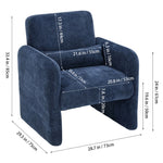 Chenille Modern Accent Chair With Lumbar Pillow | Blue