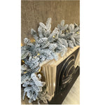 270cm Premium Mixed Branch Pre-lit Snow Filled Christmas Garland - With Timer