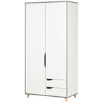 2 Door Wardrobe With Drawers Hanging Rail Shelves Bedroom | One Size | White
