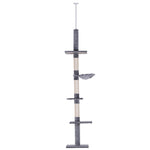Floor To Ceiling Cat Tree For Indoor Cats 5-tier Kitty Tower | Gray