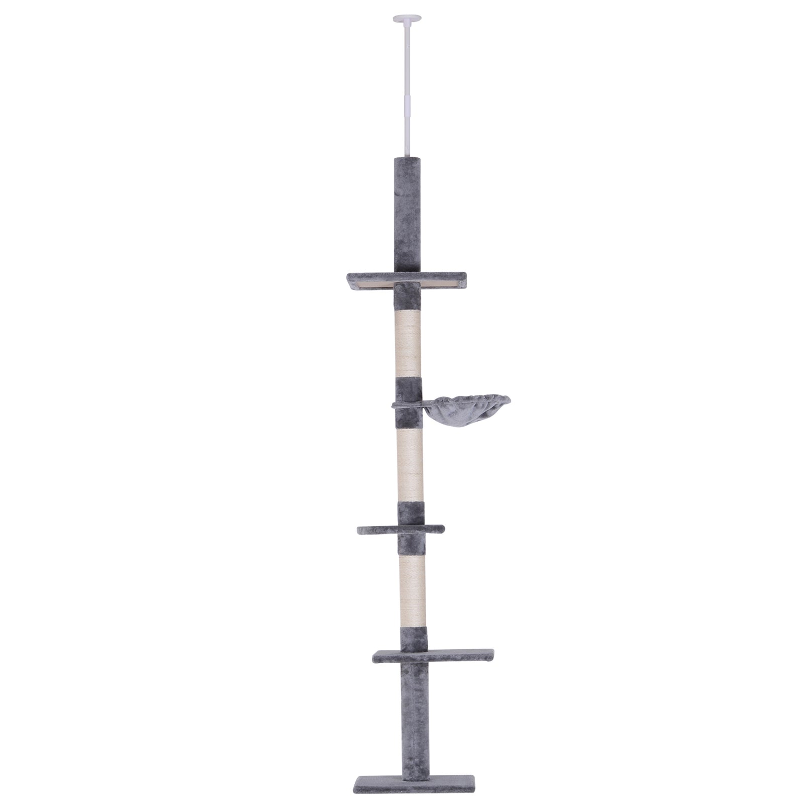 Floor To Ceiling Cat Tree For Indoor Cats 5-tier Kitty Tower | Gray