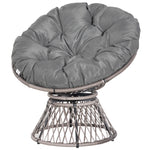 360 Degree Swivel Rattan Papasan Moon Bowl Chair Round | Gray