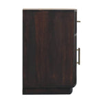 Milan Solid Mango Wood Bedside Table – Velvet Mocha Finish With Brass Accents
