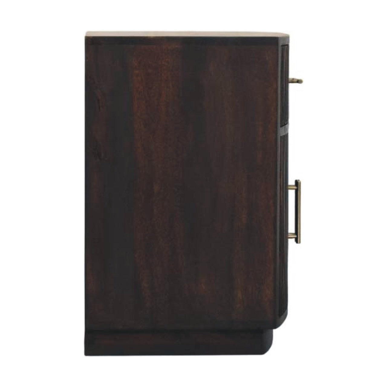 Milan Solid Mango Wood Bedside Table – Velvet Mocha Finish With Brass Accents