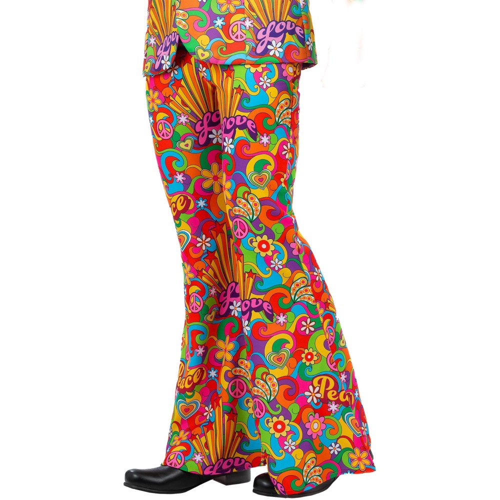 Mens Rainbow Peace Flared Trousers | XL