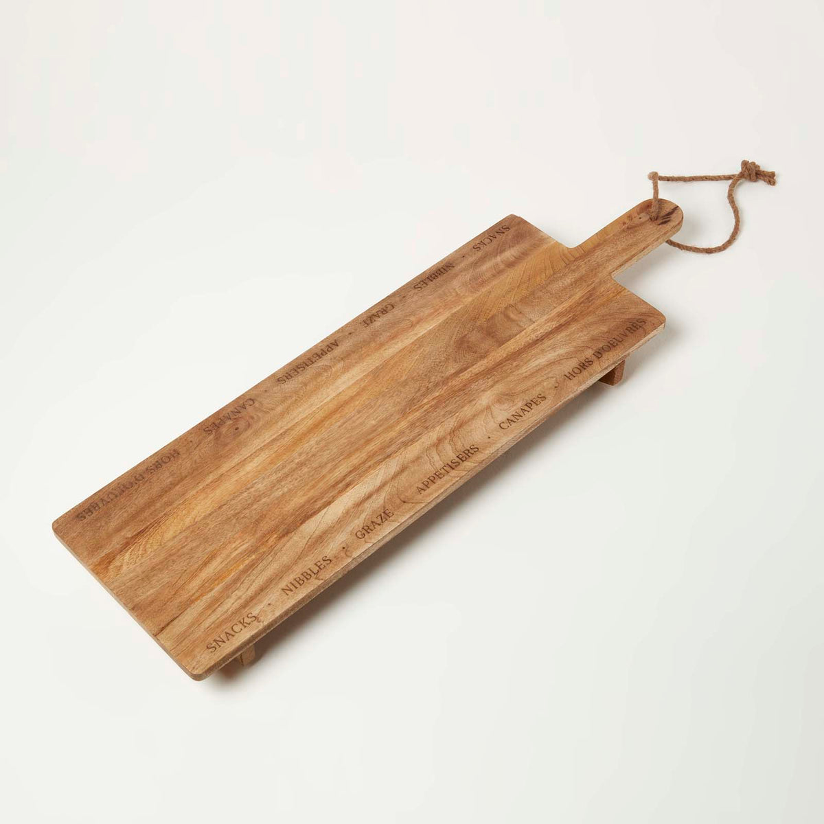 HOMESCAPES Engraved Mango Wood Serving Board, 100 X 30 Cm