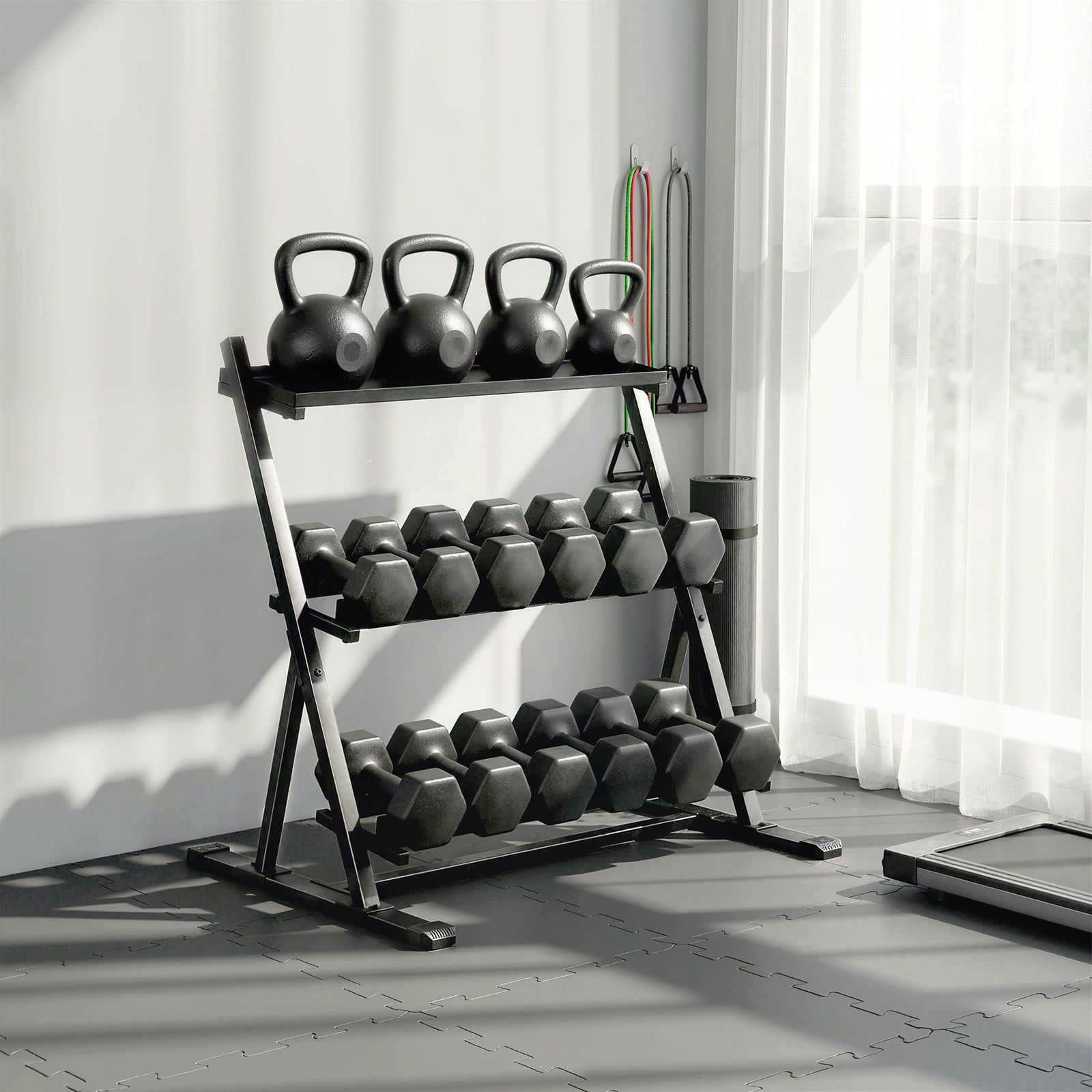 SPORTNOW Dumbbell Rack 3-tier Weight Organiser For Home Gym 200 Kg Capacity