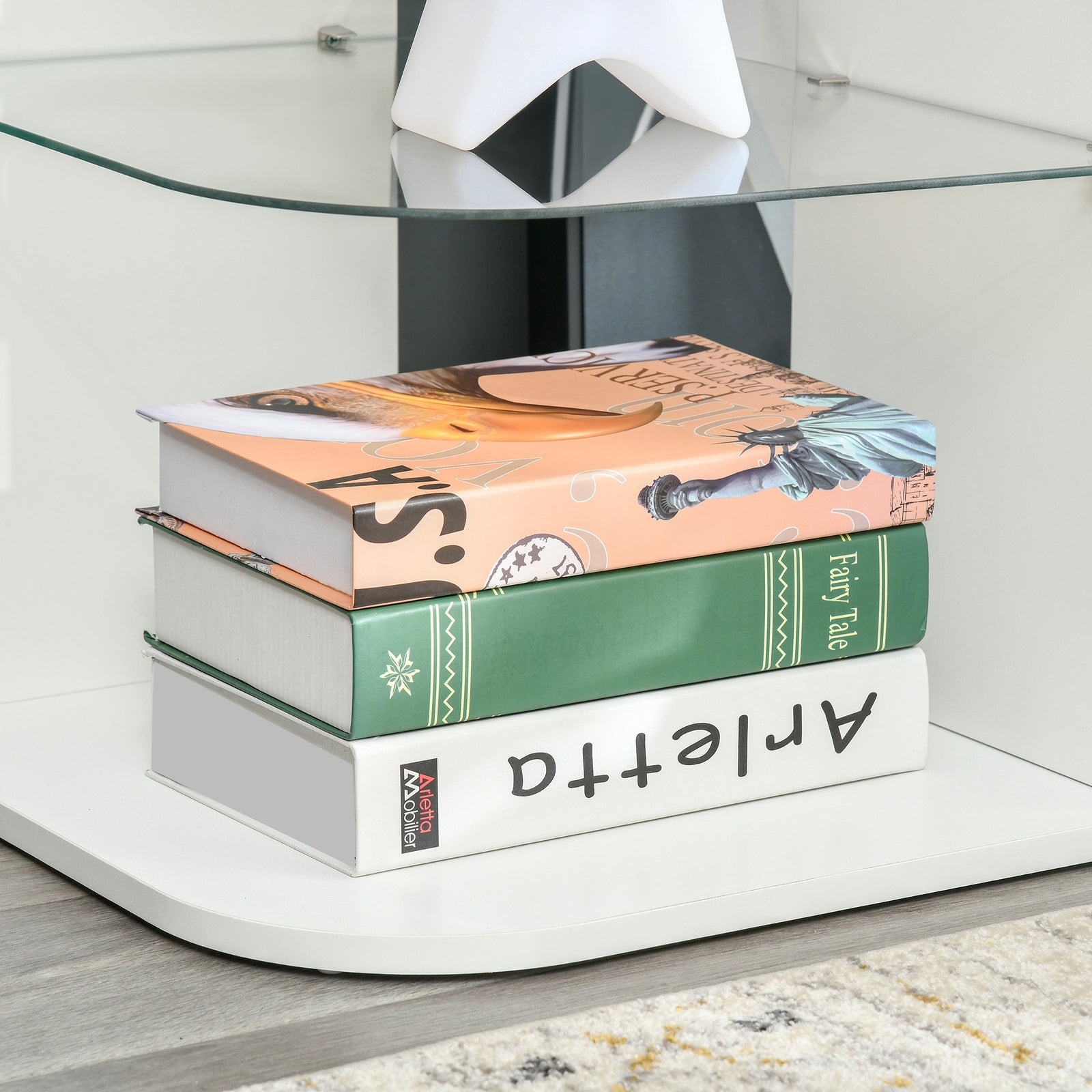 Side Table Three Layer Bedside Table Nightstand W/ 2 Shelves | White
