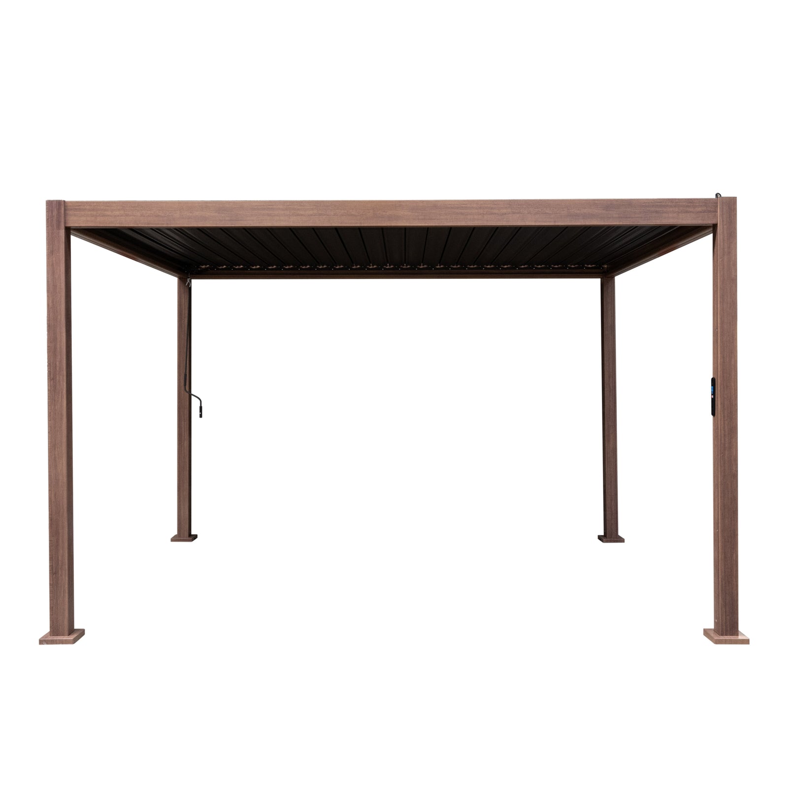 Wood Effect Aluminium Pergola | 4m x 3m | Brown