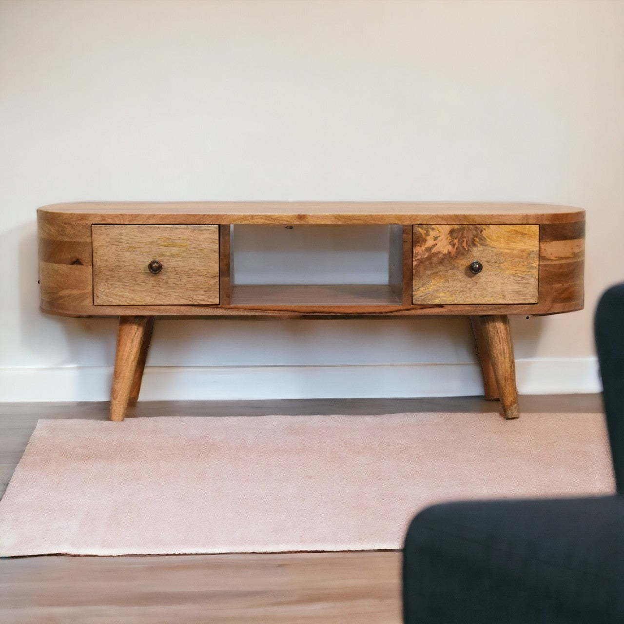 Solid Wood Mini Rounded Entertainment Unit