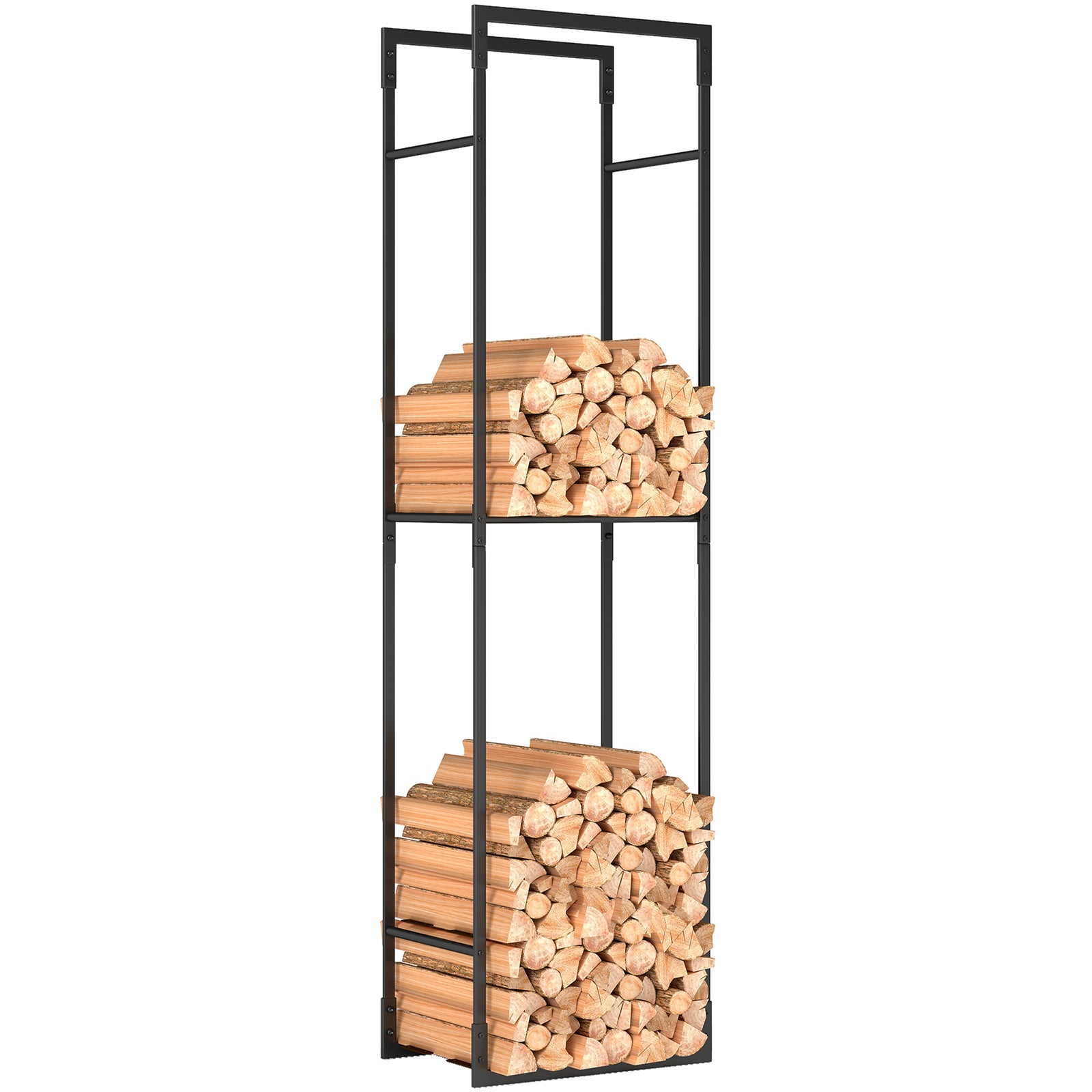 Outsunny Metal Firewood Log Holder, Firewood Rack