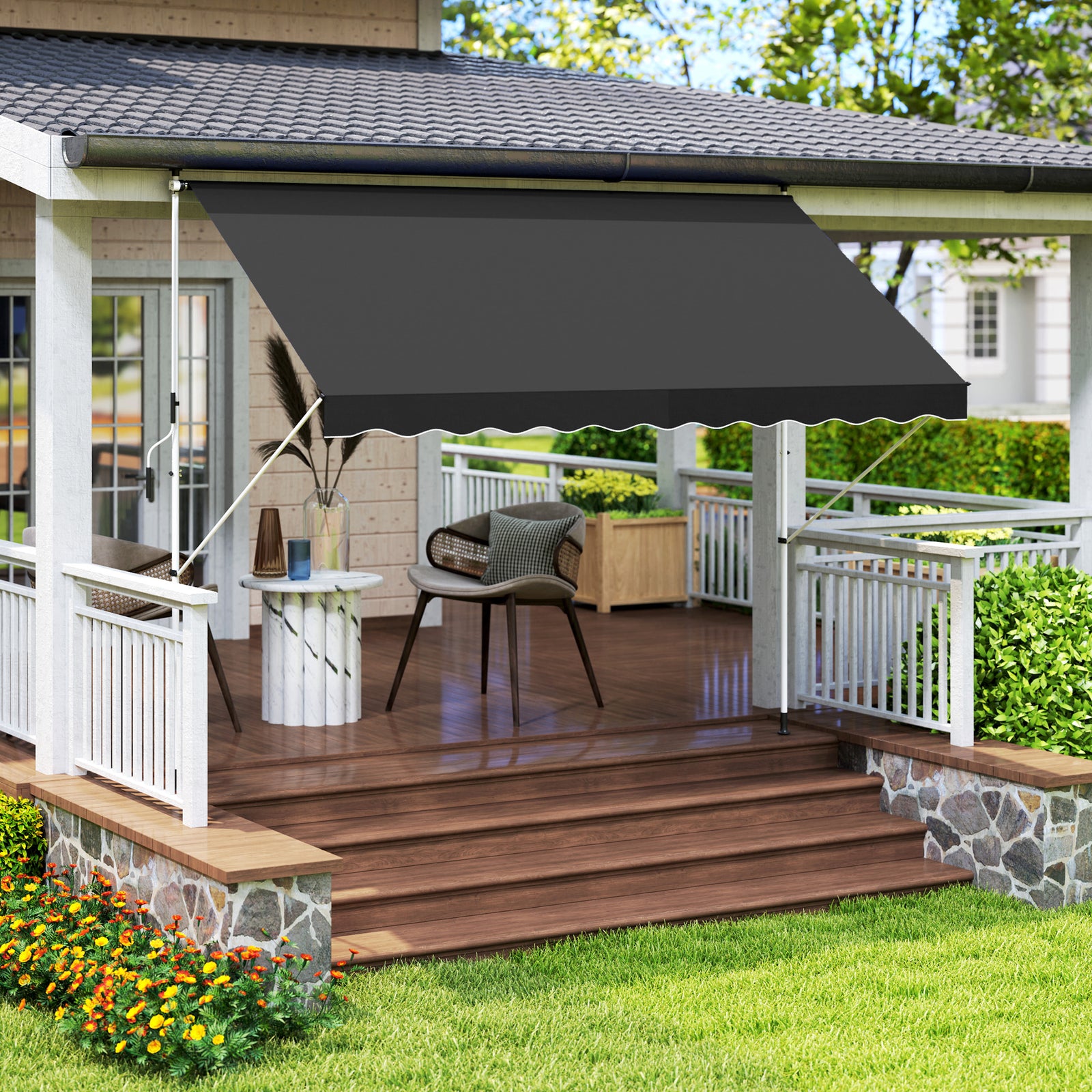 3x1.5m Manual Retractable Patio Awning Floor- To-ceiling