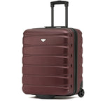 56x45x25cm Hard Cabin Suitcase - Lightweight 2-Wheel ABS Carry On Hand Luggage | Cabin | Burgundy