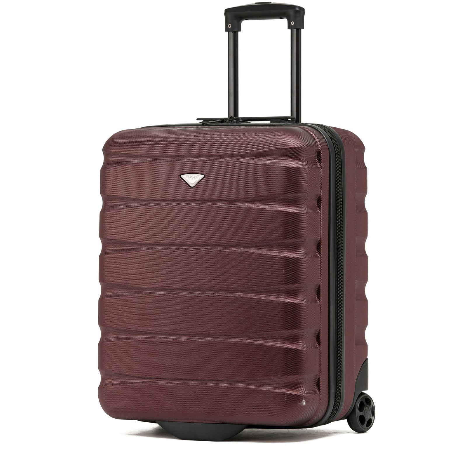 56x45x25cm Hard Cabin Suitcase - Lightweight 2-Wheel ABS Carry On Hand Luggage | Cabin | Burgundy