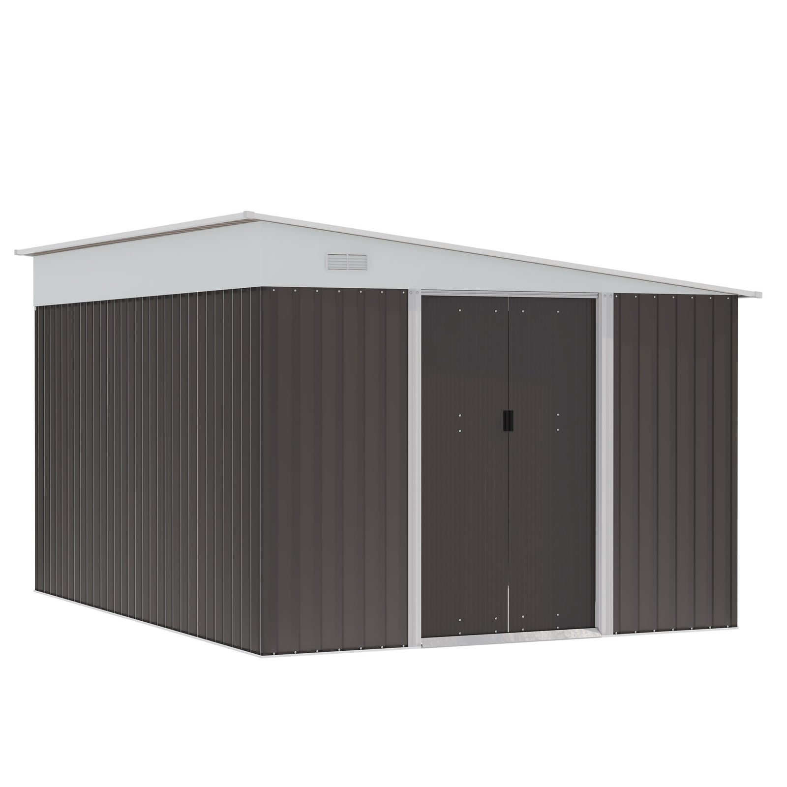 11.3x9.2ft Steel Garden Storage Shed Tool House With Doors