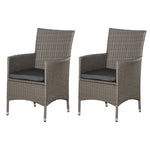 Outdoor Rattan Armchair Wicker Dining Chair Set For Garden | Set-of-2