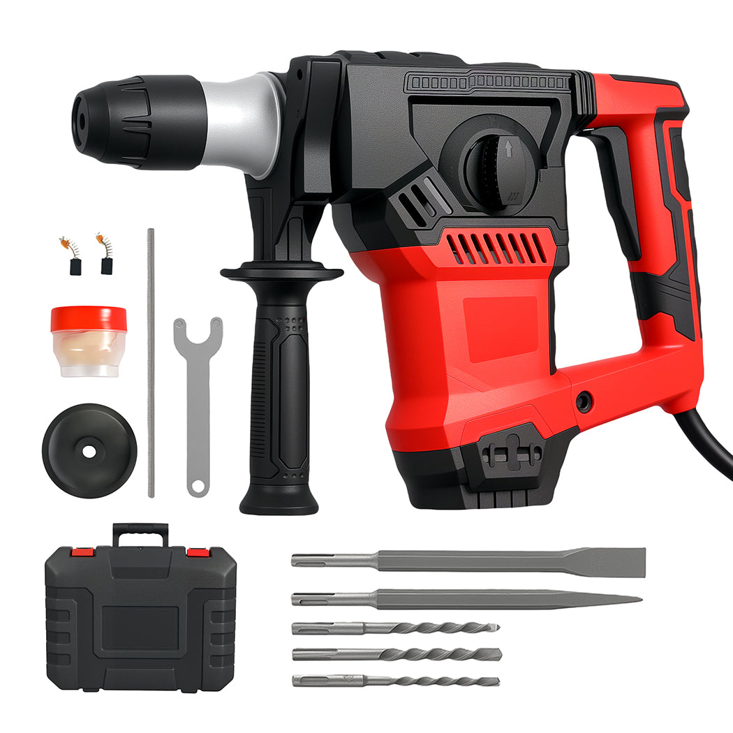 Hammer Drill Heavy Duty Corded Electric Impact Driver With Bit Set | Red