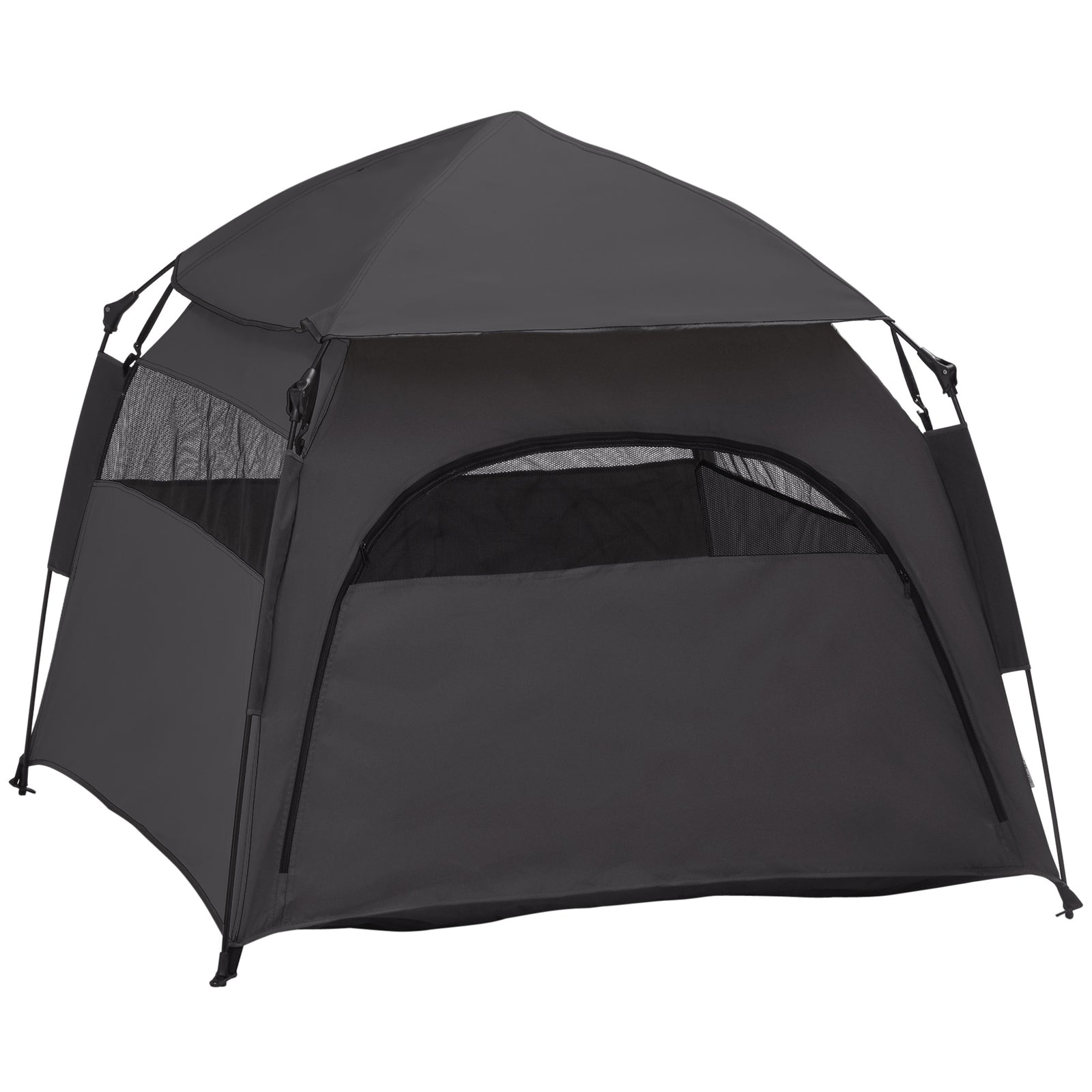 Pawhut Foldable Dog Cat Tent With Waterproof Oxford Cloth, Carry Bag | Gray