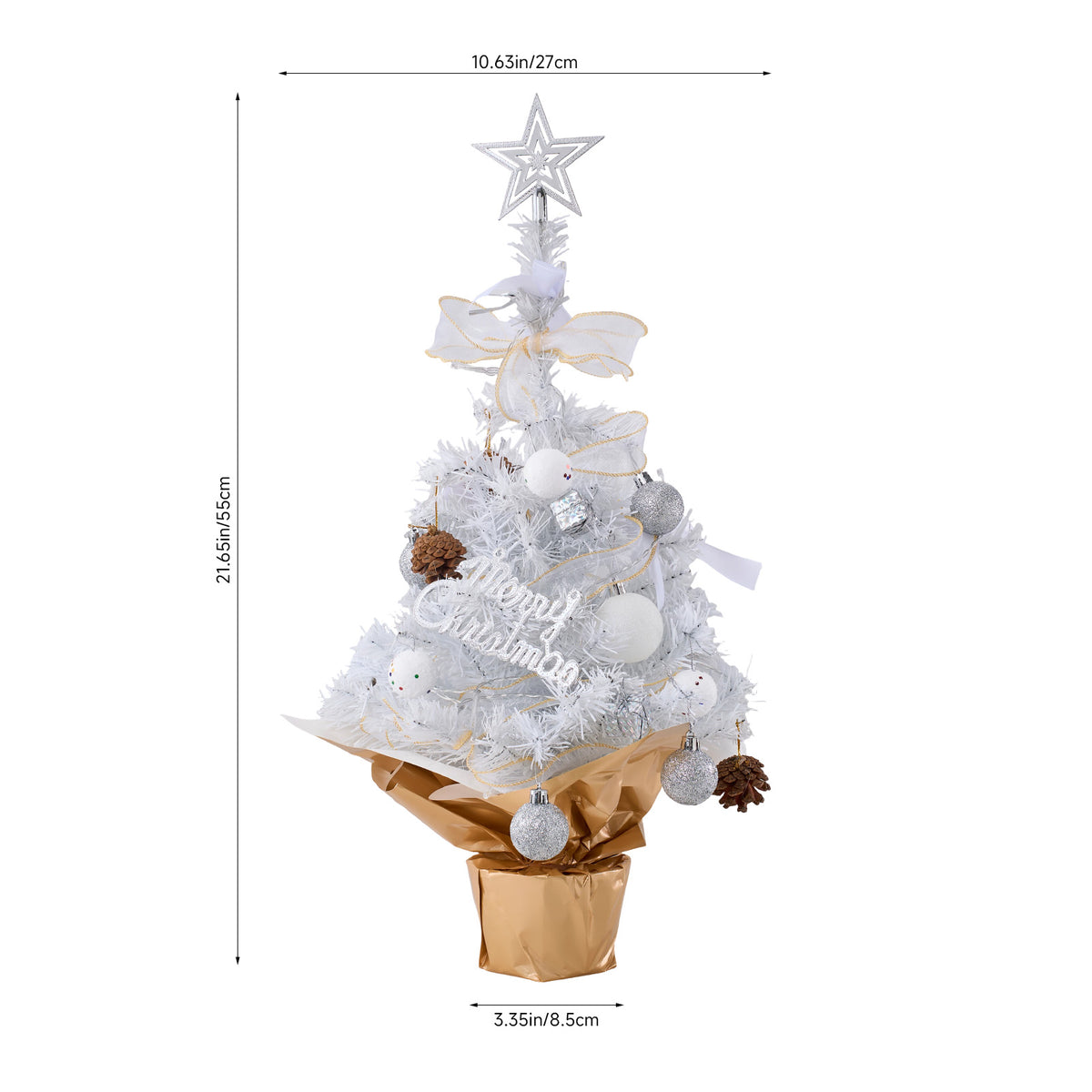 22in Pre-lit Snow-flocked Artificial Mini Artificial Christmas Tree