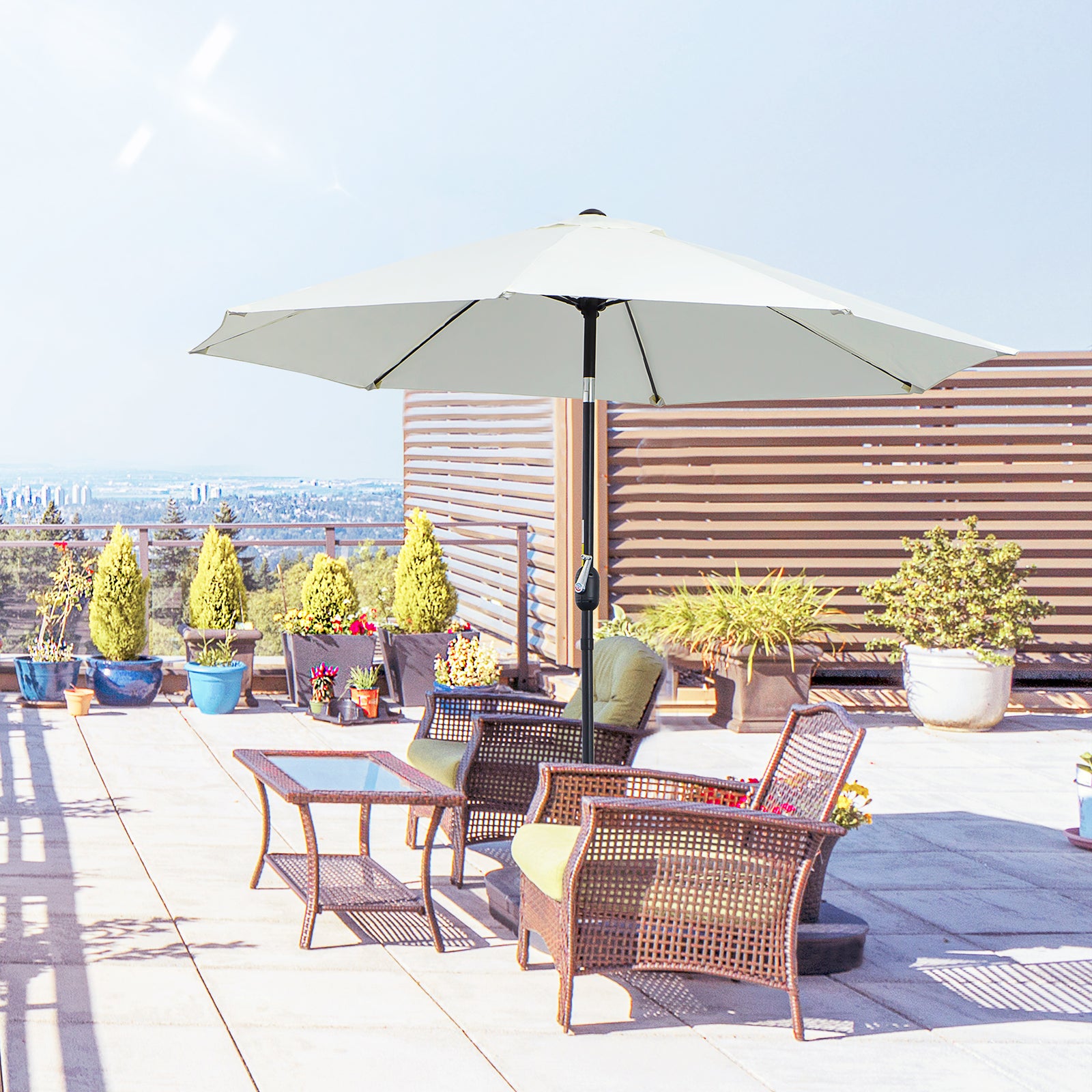 2.7m Parasol With Tilt And Crank | White