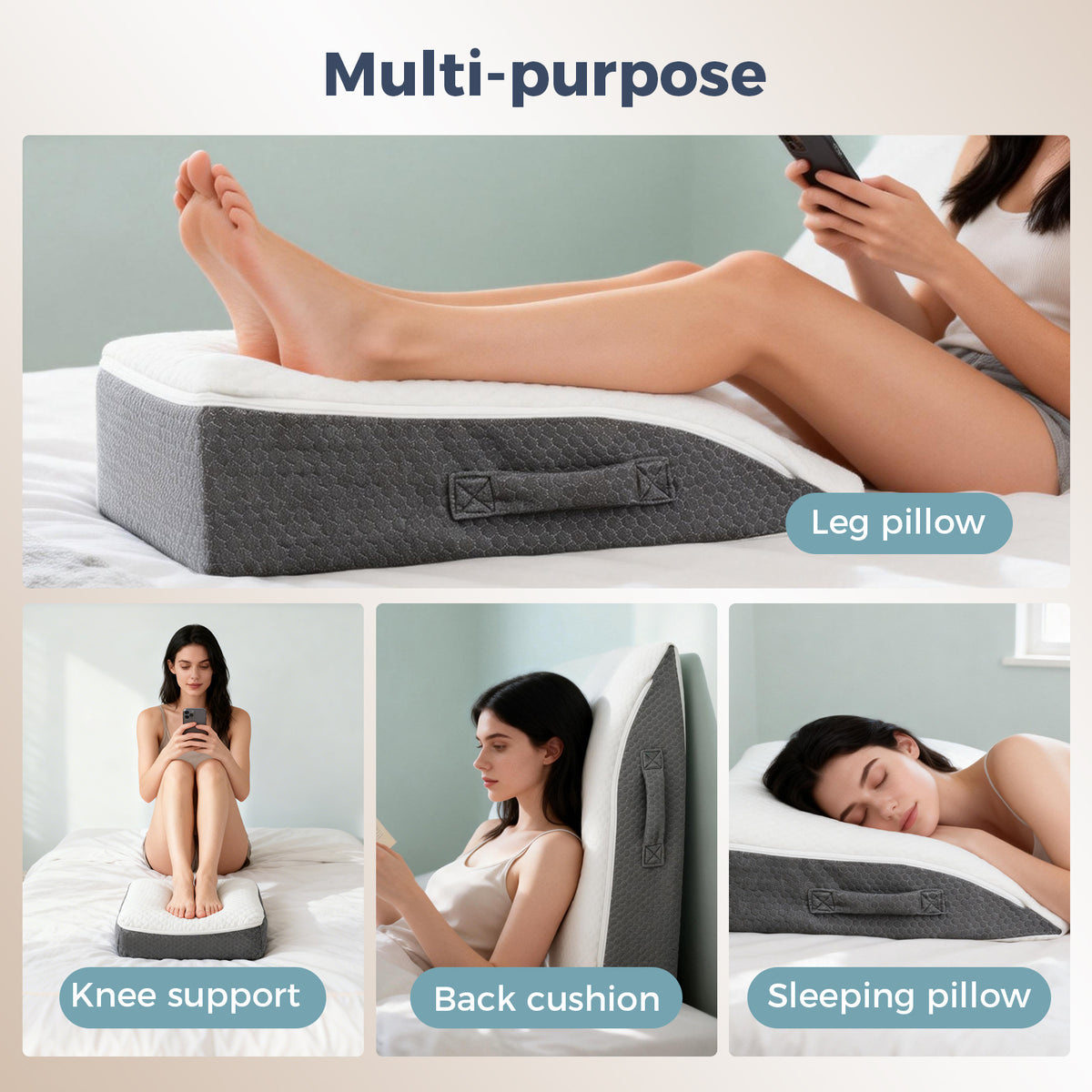 Lavio Leg Elevation Pillow Wedge Momory Foam For Knee Hip Lower Back Pain Relief