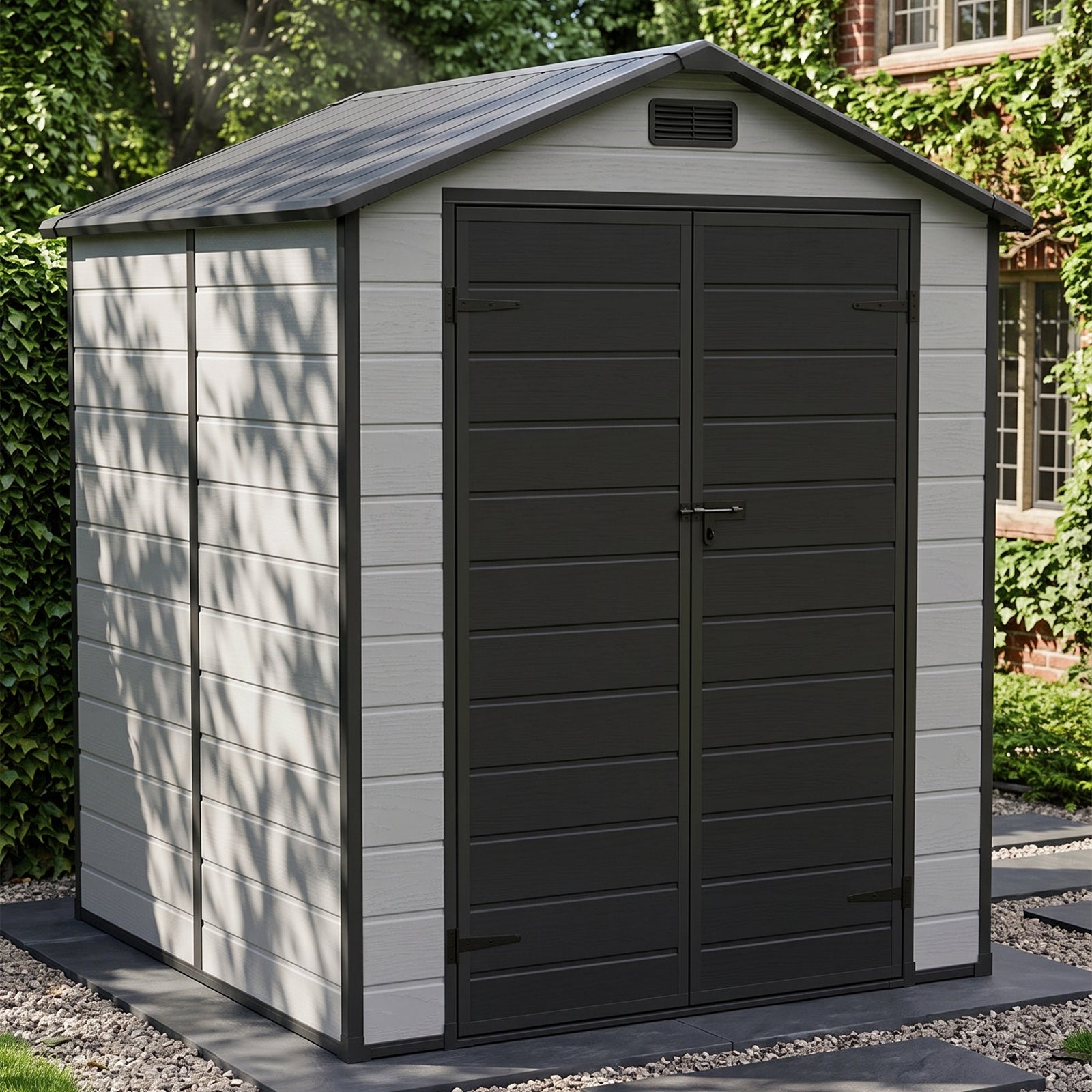 6x6 Ft Outdoor Garden Plastic Storage Shed | Black
