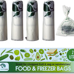 Certified Compostable Food & Freezer Bags Pack 2 Litre X 4 (140 Bags Total)