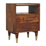 Valenza Open Frame Bedside, 2 Drawers, 1 Open Shelf, brown