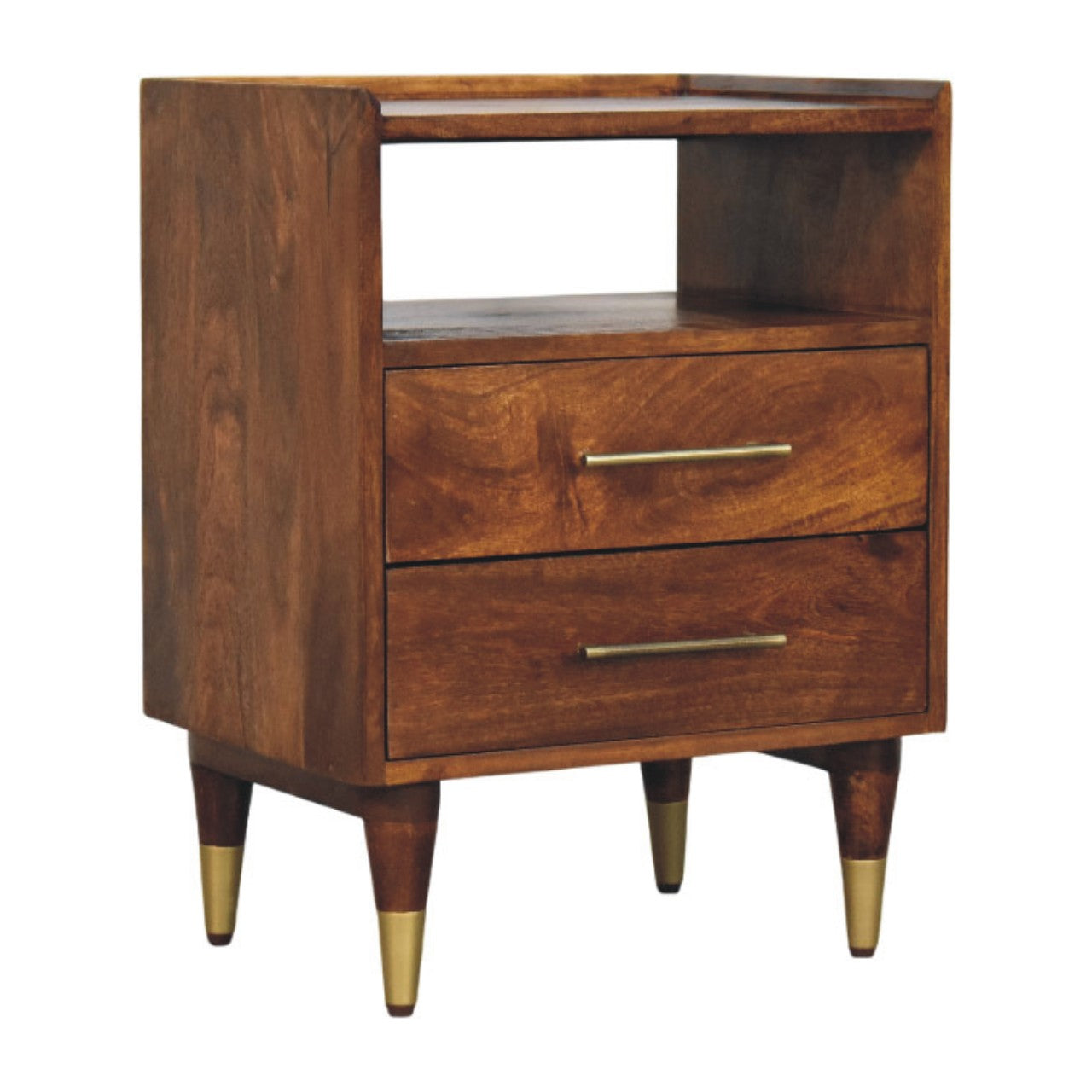 Valenza Open Frame Bedside, 2 Drawers, 1 Open Shelf, brown