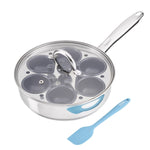 Stainless Steel Egg Poacher Pan With Spatula | 6 Cup | Silver