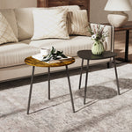 HOMCOM Set Of 2 Nesting Side Table With Metal Frame, Rustic Brown