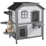 Wooden Cat House Cat Cave Pet Shelter Condos Outdoor | White