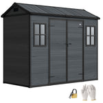 8 X 4 Ft Resin Garden Shed With Floor, Lockable Doors | Dark Grey