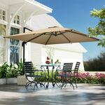 3 X 3 M Cantilever Parasol, Square Patio Umbrella With Crank Handle | Khaki