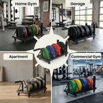 Centra Weight Plate Rack With 4 Plate Slots Wheels Horizontal Barbell Storage
