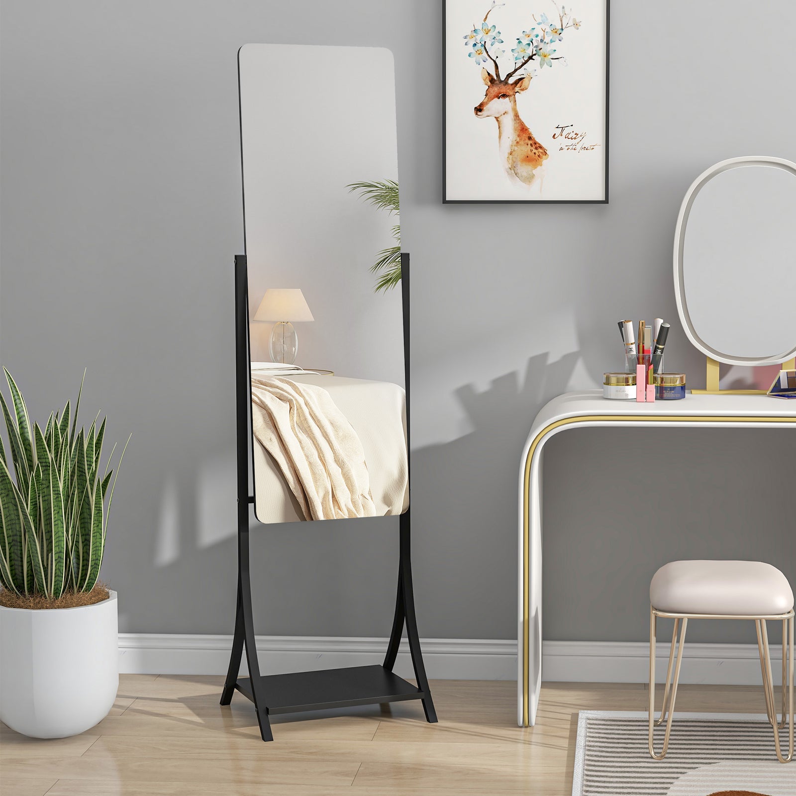 Freestanding Full Length Mirror Adjustable Full Body Mirror
